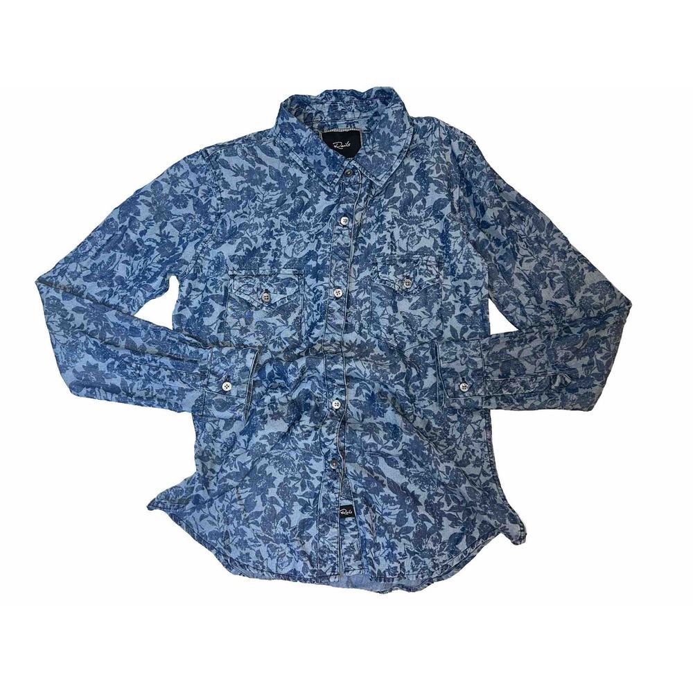 Rails Liam Tencel Blue‎ Floral Button Down Shirt Size XS